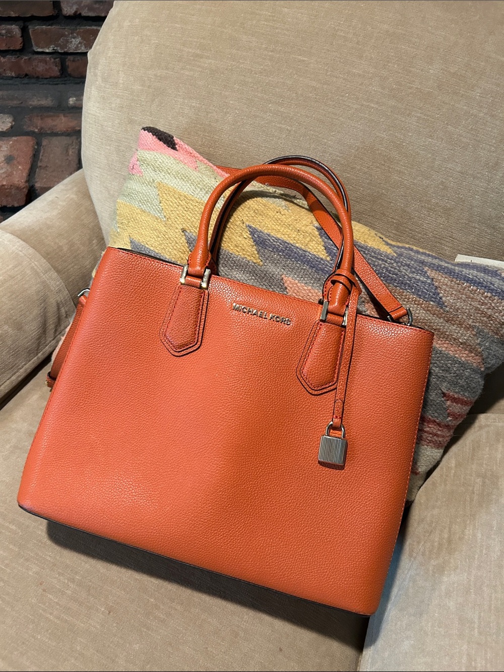 Michael Kors Burnt Orange Pebbled Leather Tote